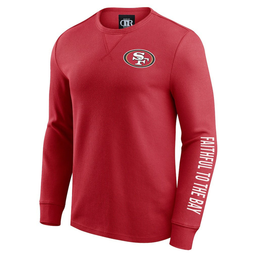 San Francisco 49ers Darius Rucker Collection Washed Waffle-Knit Long Sleeve T-Shirt - Scarlet online