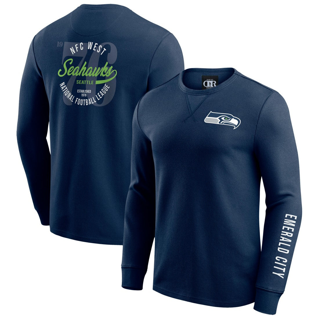Seattle Seahawks Darius Rucker Collection Washed Waffle-Knit Long Sleeve T-Shirt - College Navy discount