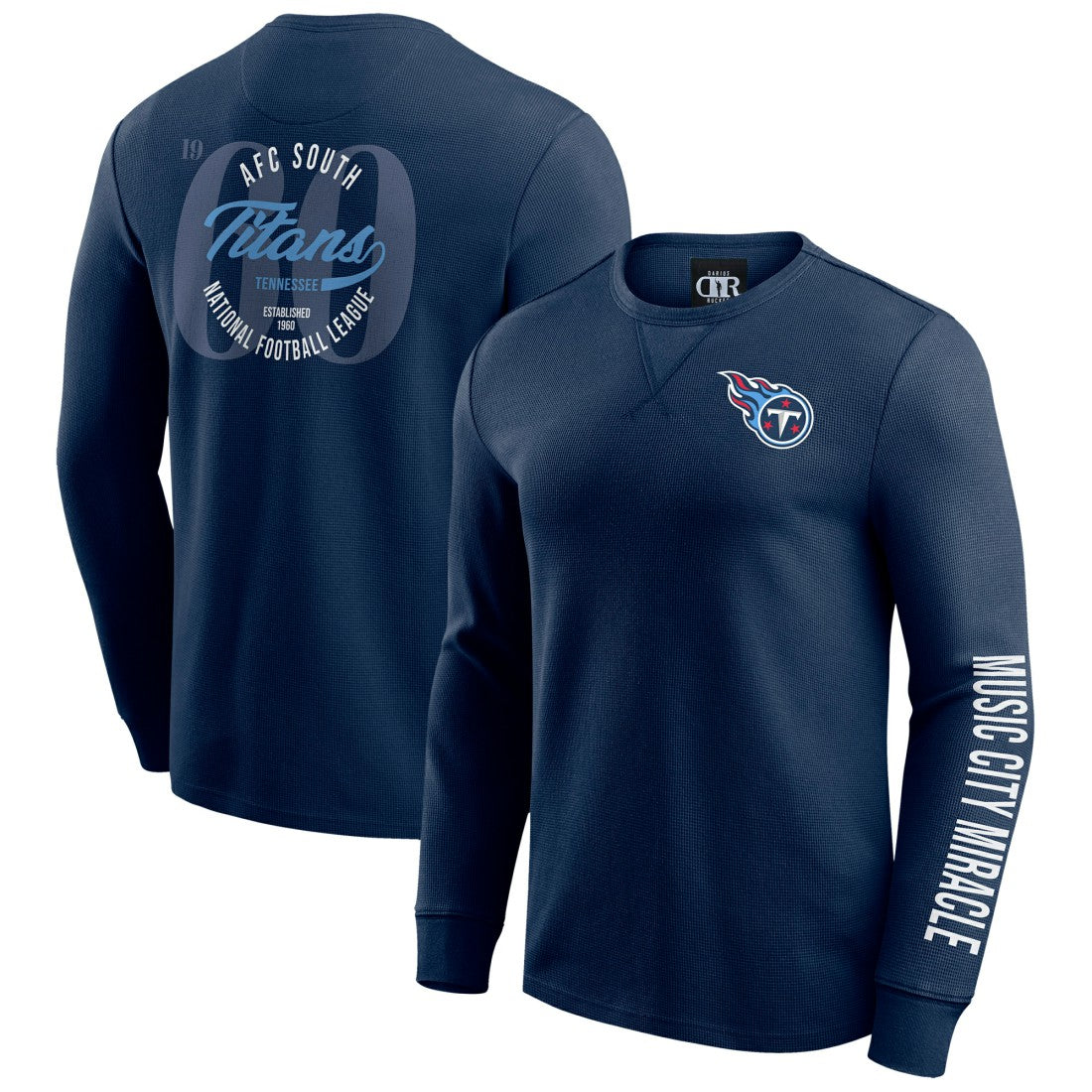 Tennessee Titans Darius Rucker Collection Washed Waffle-Knit Long Sleeve T-Shirt - Navy cheap