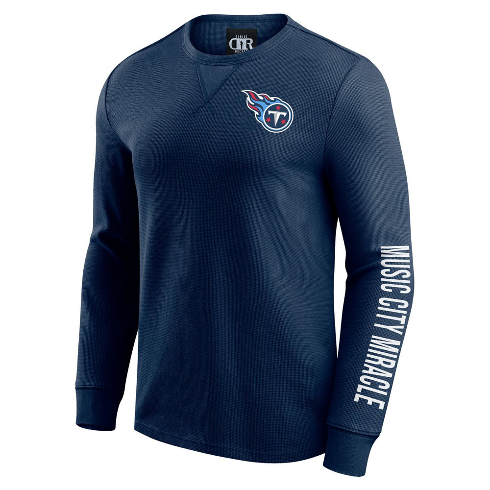 Tennessee Titans Darius Rucker Collection Washed Waffle-Knit Long Sleeve T-Shirt - Navy cheap