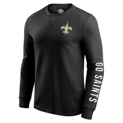 New Orleans Saints Darius Rucker Collection Washed Waffle-Knit Long Sleeve T-Shirt - Black discount