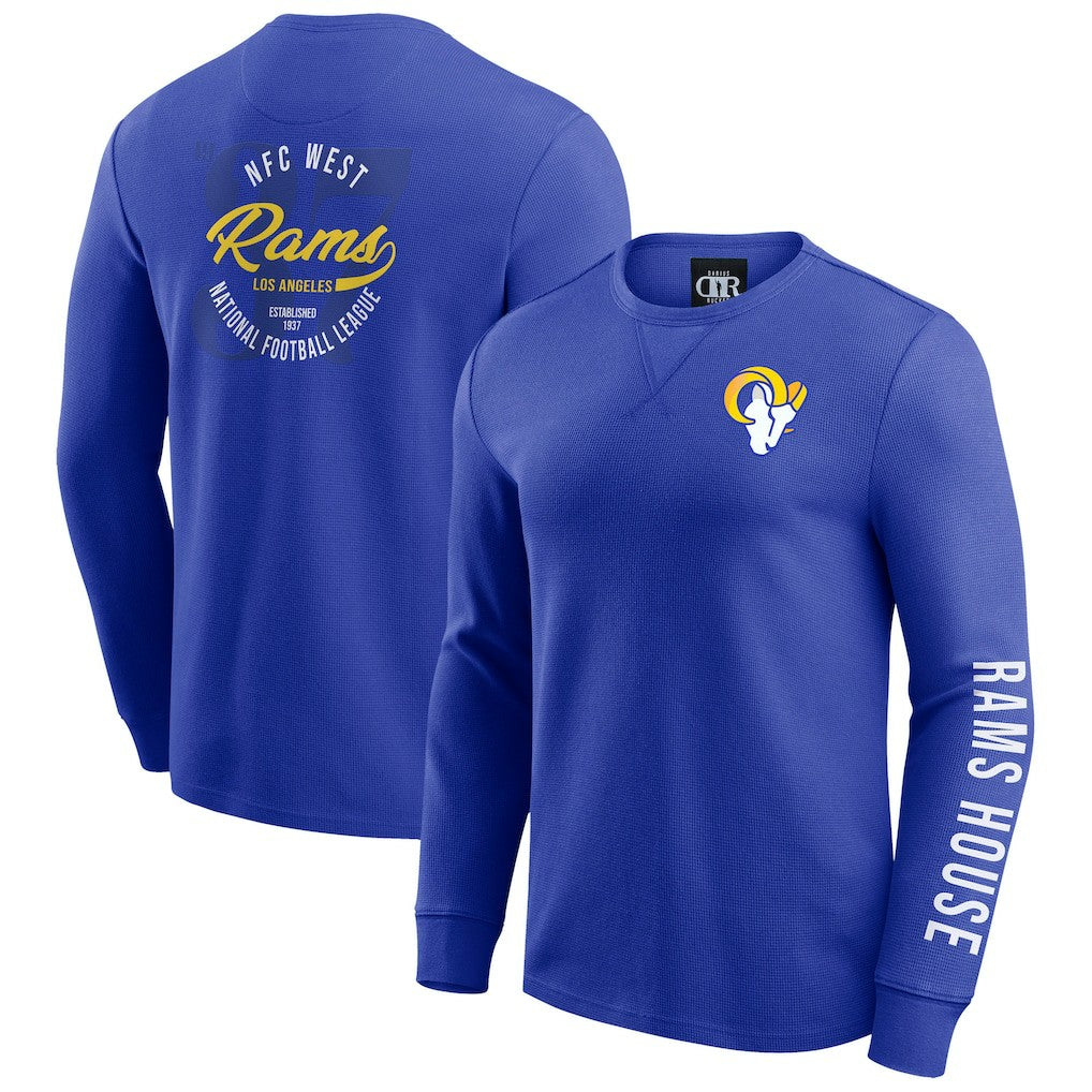Los Angeles Rams Darius Rucker Collection Washed Waffle-Knit Long Sleeve T-Shirt - Royal on sale