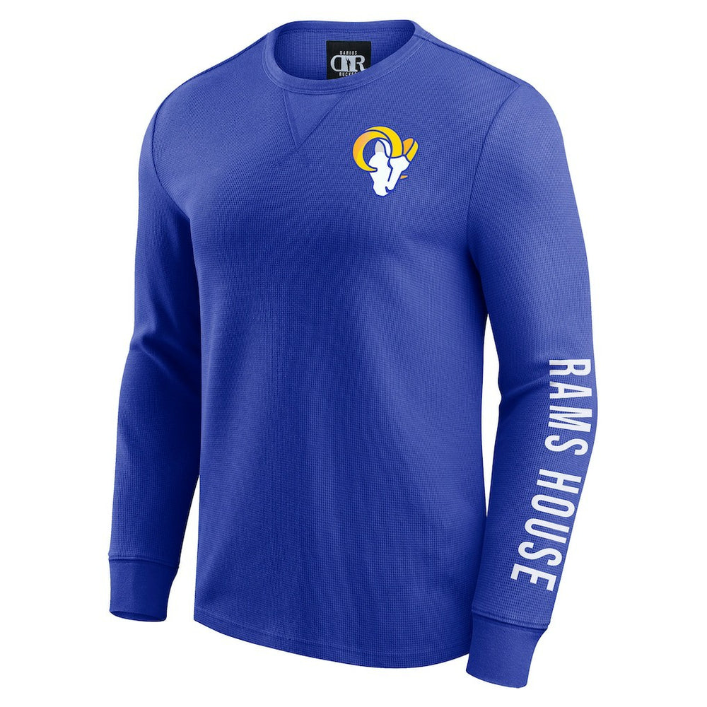 Los Angeles Rams Darius Rucker Collection Washed Waffle-Knit Long Sleeve T-Shirt - Royal on sale
