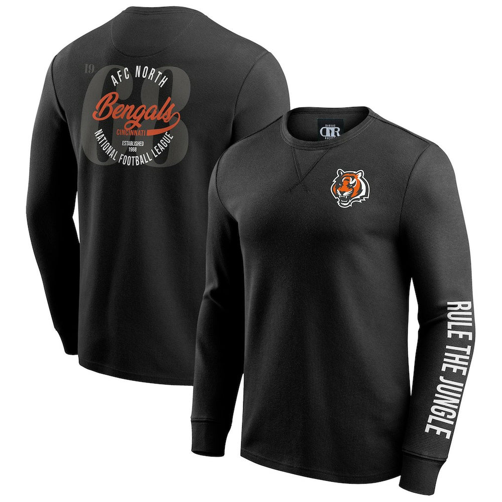 Cincinnati Bengals Darius Rucker Collection Washed Waffle-Knit Long Sleeve T-Shirt - Black sale