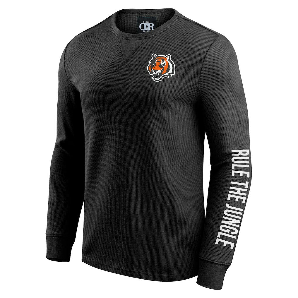 Cincinnati Bengals Darius Rucker Collection Washed Waffle-Knit Long Sleeve T-Shirt - Black sale