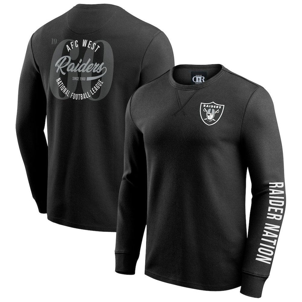 Las Vegas Raiders Darius Rucker Collection Washed Waffle-Knit Long Sleeve T-Shirt - Black sale