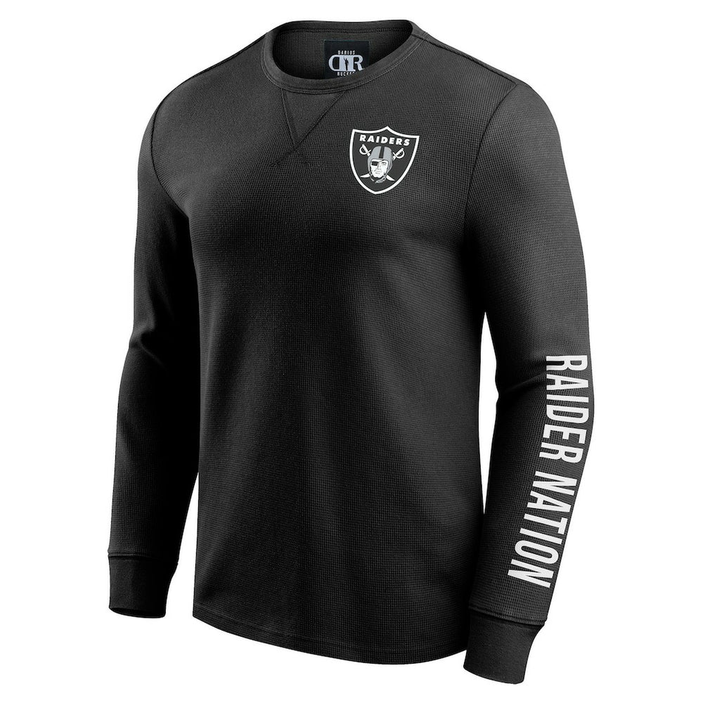 Las Vegas Raiders Darius Rucker Collection Washed Waffle-Knit Long Sleeve T-Shirt - Black sale