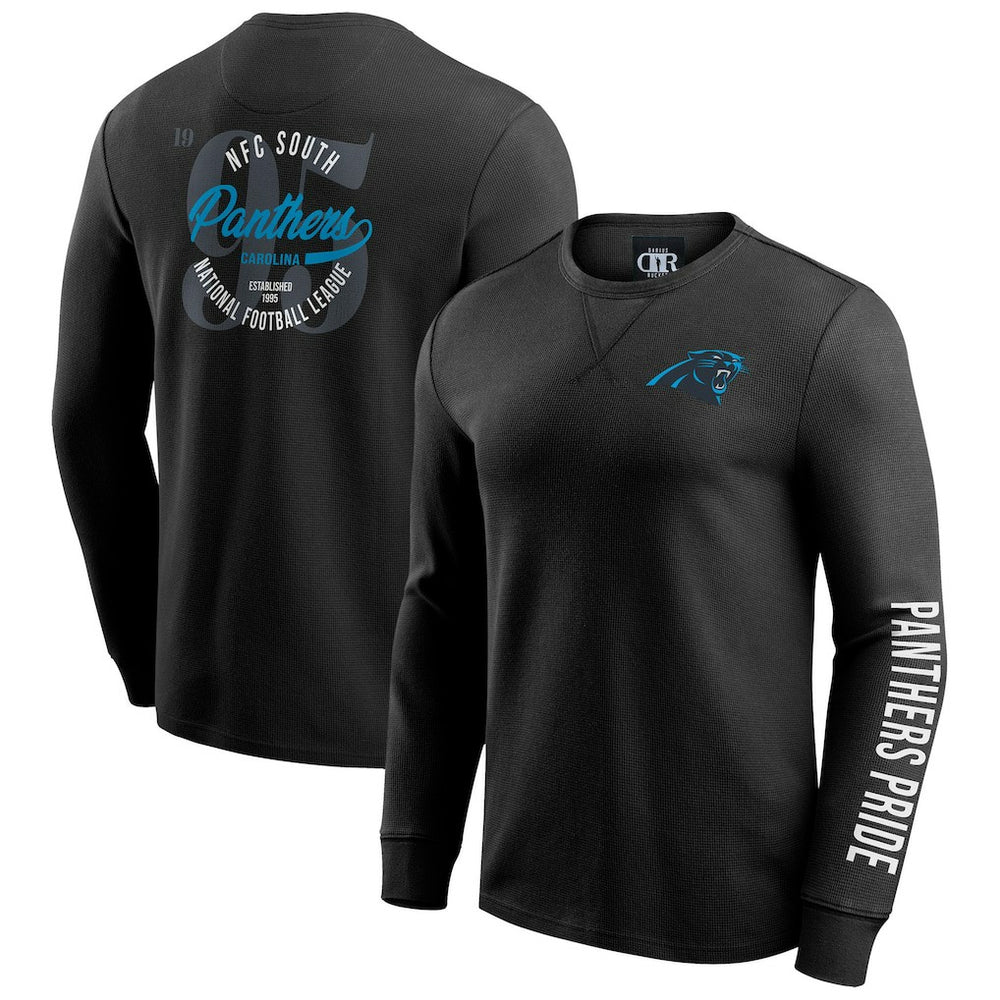Carolina Panthers Darius Rucker Collection Washed Waffle-Knit Long Sleeve T-Shirt - Black outlet