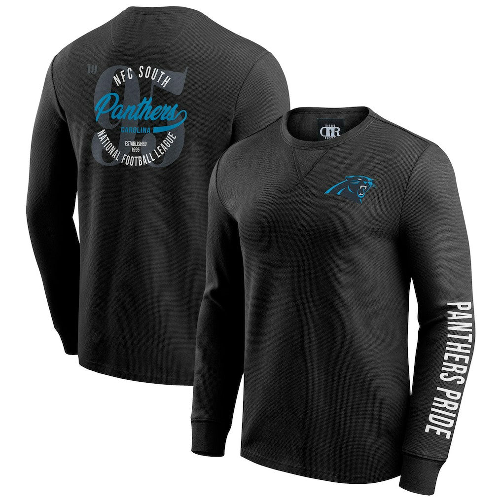 Carolina Panthers Darius Rucker Collection Washed Waffle-Knit Long Sleeve T-Shirt - Black outlet