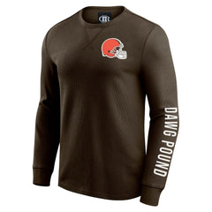 Cleveland Browns Darius Rucker Collection Washed Waffle-Knit Long Sleeve T-Shirt - Brown for sale