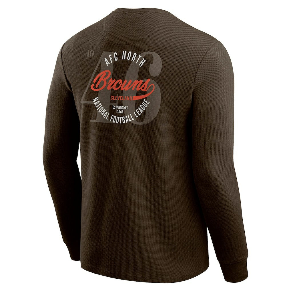 Cleveland Browns Darius Rucker Collection Washed Waffle-Knit Long Sleeve T-Shirt - Brown for sale
