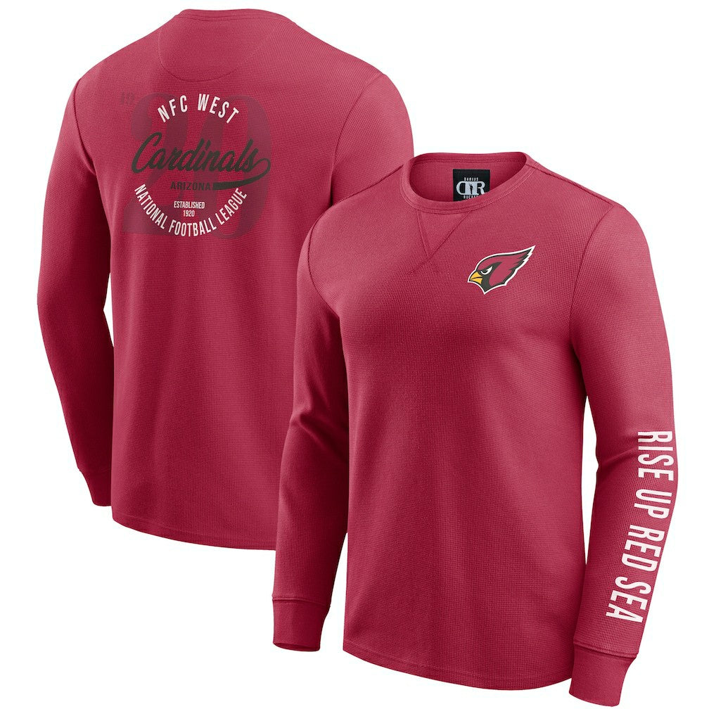 Arizona Cardinals Darius Rucker Collection Washed Waffle-Knit Long Sleeve T-Shirt - Red on sale