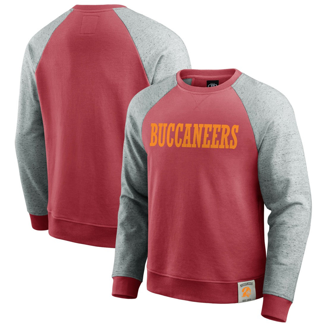 Tampa Bay Buccaneers Darius Rucker Collection Throwback Color Block Raglan Pullover Sweatshirt - Red/Heather Gray cheap