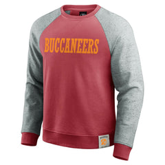 Tampa Bay Buccaneers Darius Rucker Collection Throwback Color Block Raglan Pullover Sweatshirt - Red/Heather Gray cheap