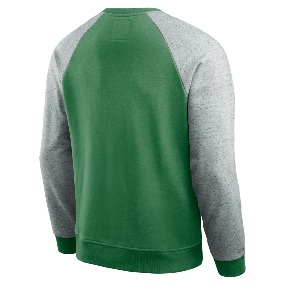 New York Jets Darius Rucker Collection Throwback Color Block Raglan Pullover Sweatshirt - Kelly Green/Heather Gray for sale