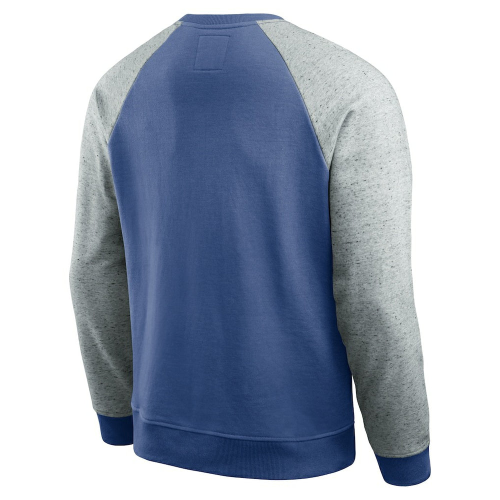 Seattle Seahawks Darius Rucker Collection Throwback Color Block Raglan Pullover Sweatshirt - Royal/Heather Gray for sale
