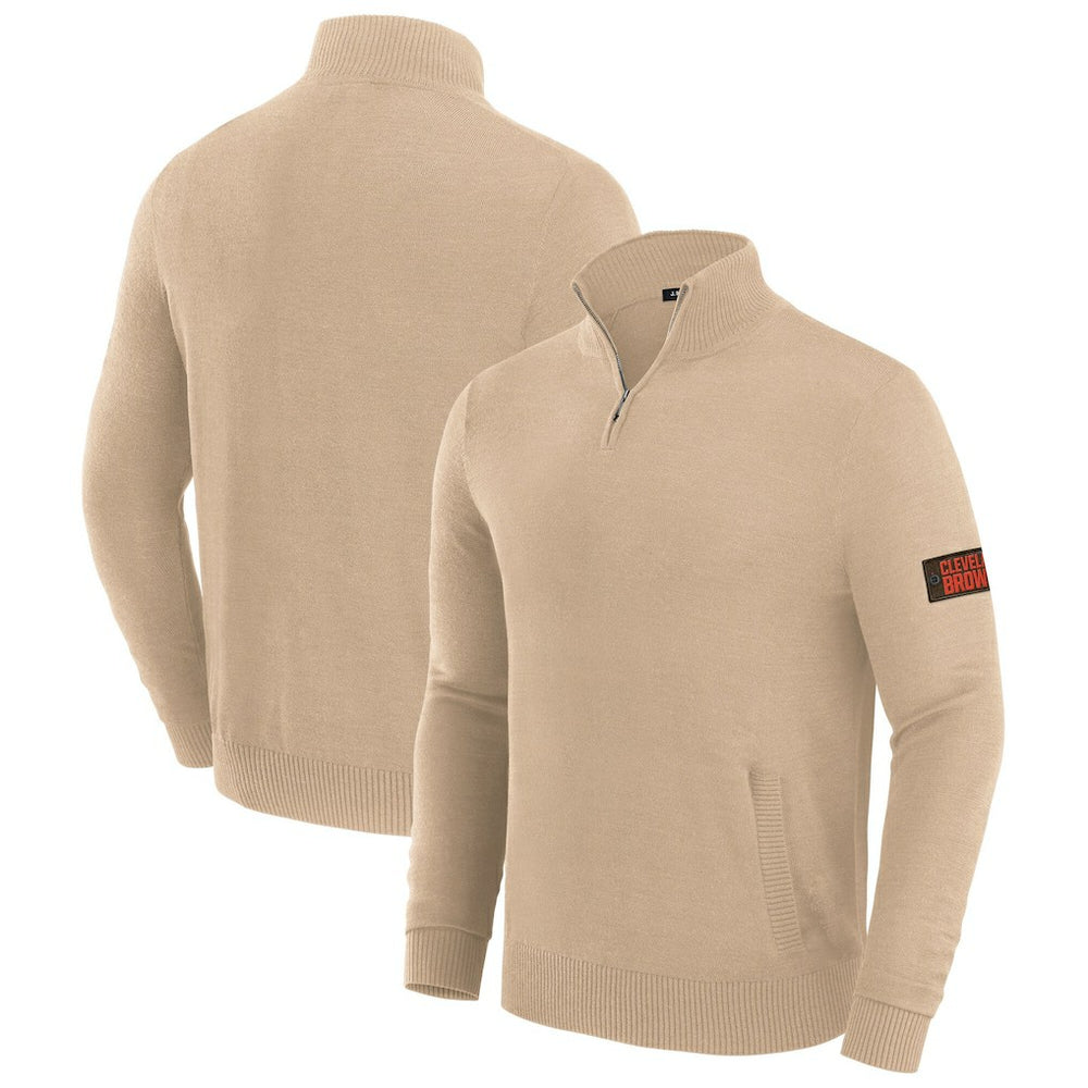Cleveland Browns J. Palmer Franchise Quarter-Zip Sweater - Tan sale