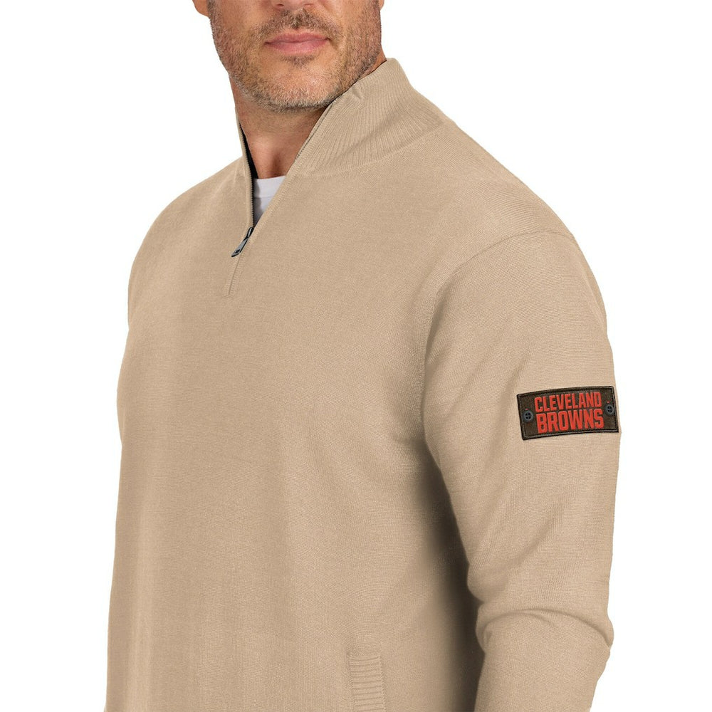 Cleveland Browns J. Palmer Franchise Quarter-Zip Sweater - Tan sale