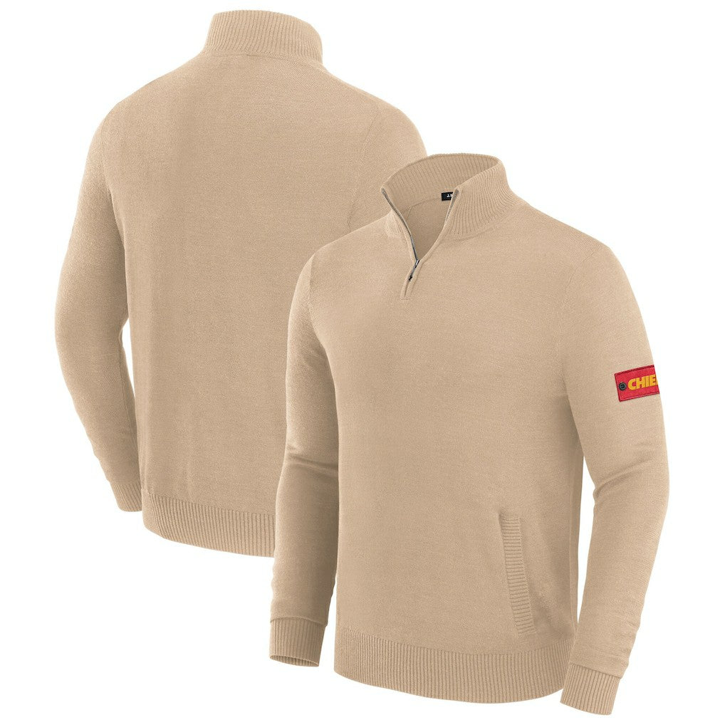 Kansas City Chiefs J. Palmer Franchise Quarter-Zip Sweater - Tan cheap