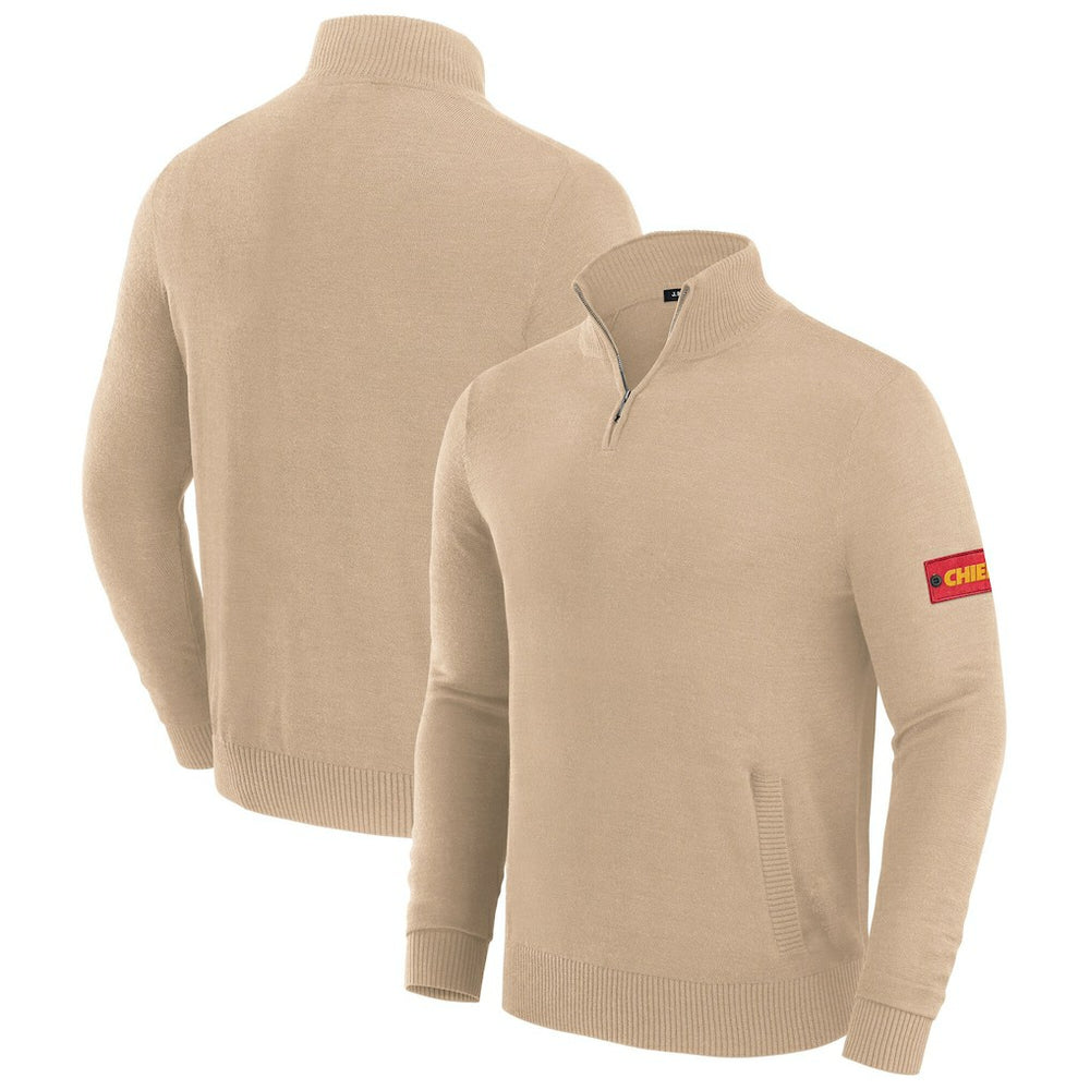 Kansas City Chiefs J. Palmer Franchise Quarter-Zip Sweater - Tan cheap