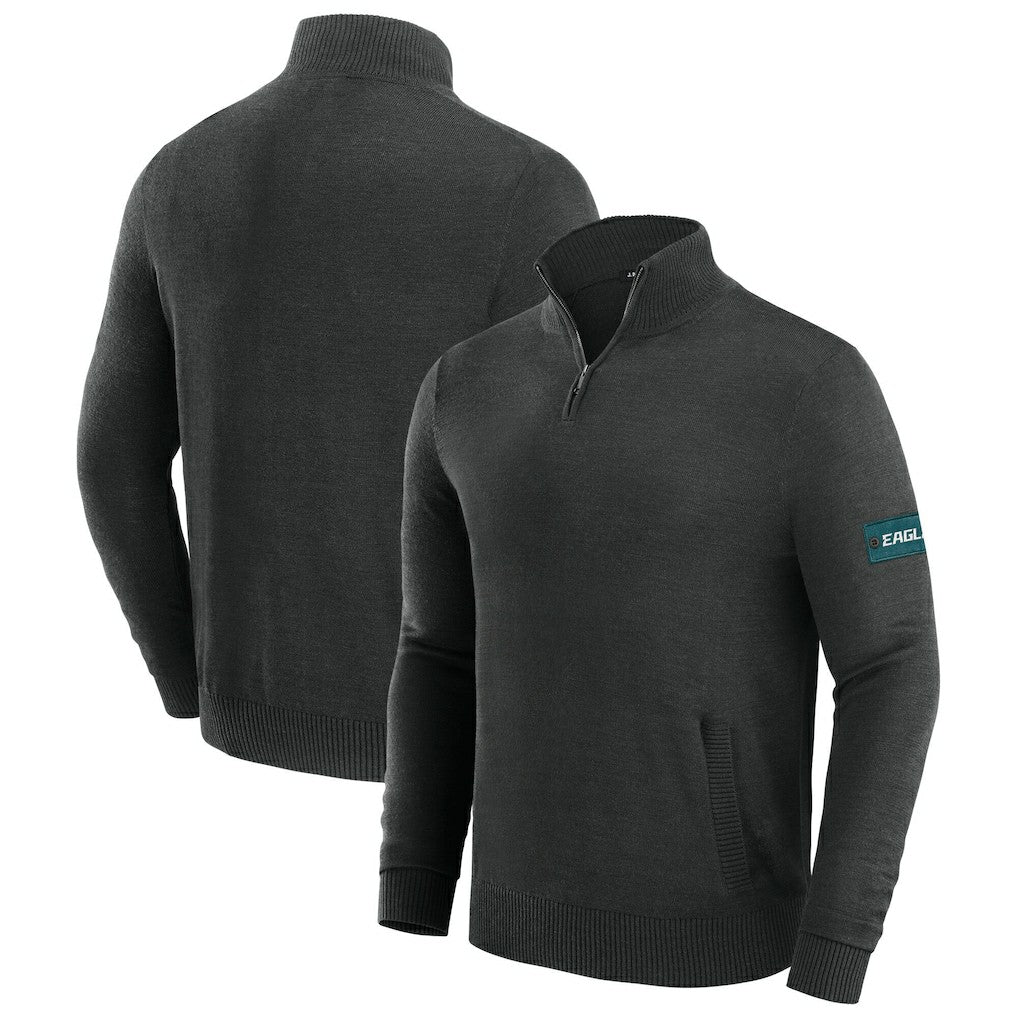 Philadelphia Eagles J. Palmer Franchise Quarter-Zip Sweater - Black on sale