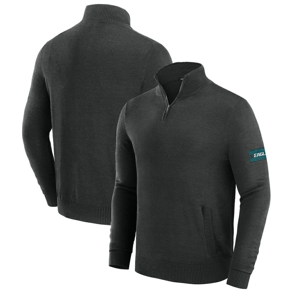 Philadelphia Eagles J. Palmer Franchise Quarter-Zip Sweater - Black on sale