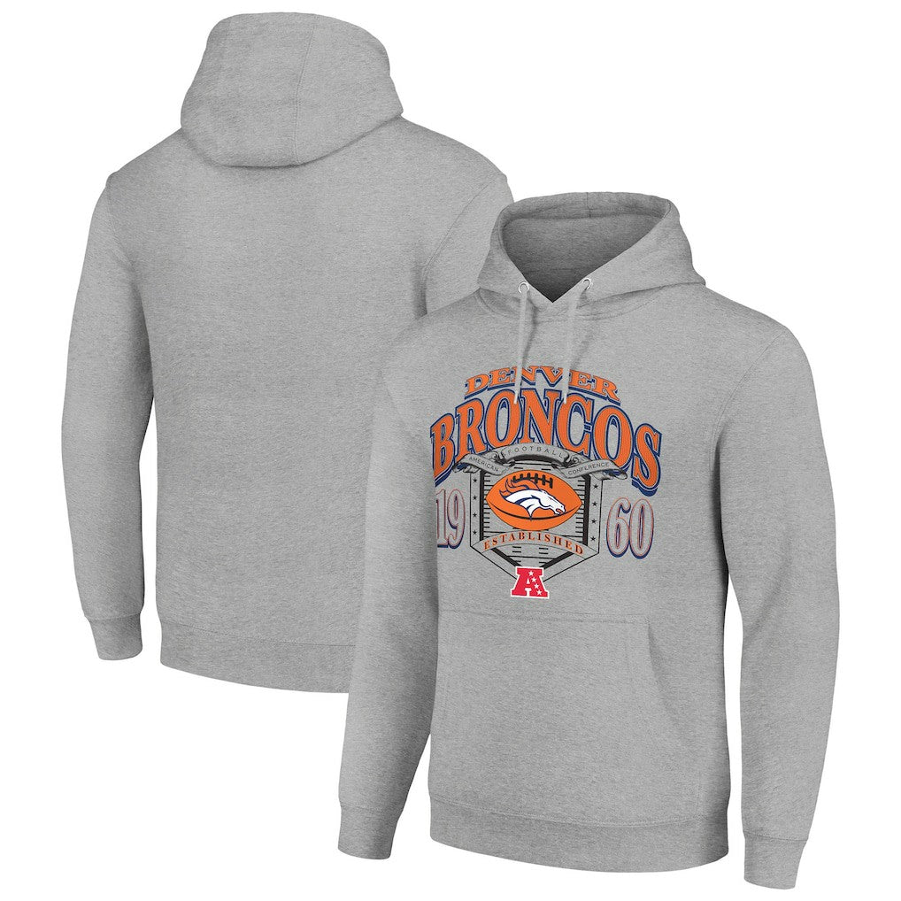 Denver Broncos Starter 80s Retro Pullover Hoodie - Heather Gray outlet
