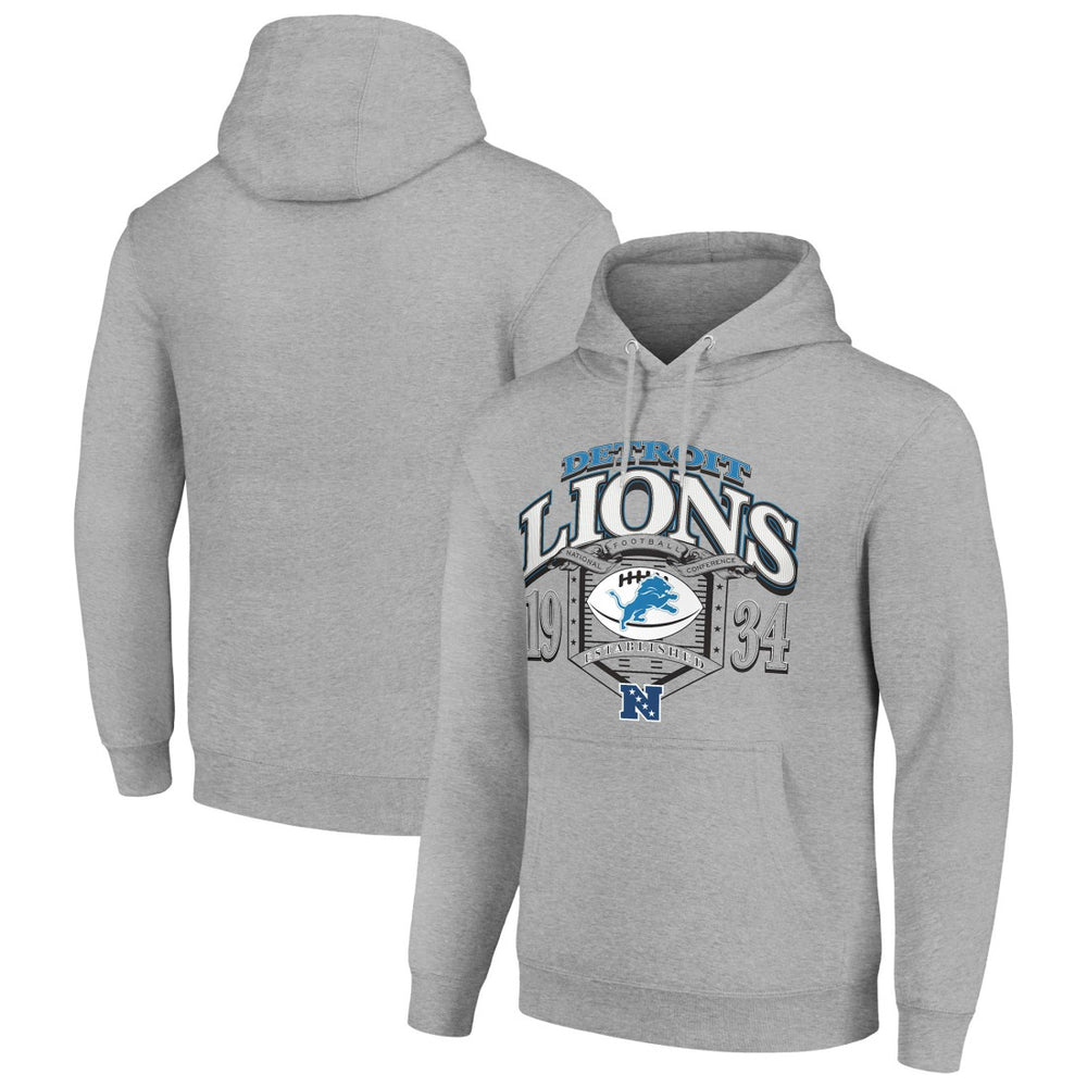 Detroit Lions Starter 80s Retro Pullover Hoodie - Heather Gray cheap