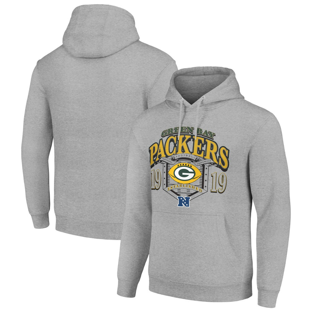 Green Bay Packers Starter 80s Retro Pullover Hoodie - Heather Gray for sale