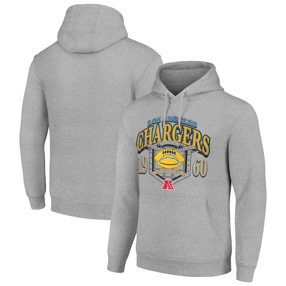 Los Angeles Chargers Starter 80s Retro Pullover Hoodie - Heather Gray on sale