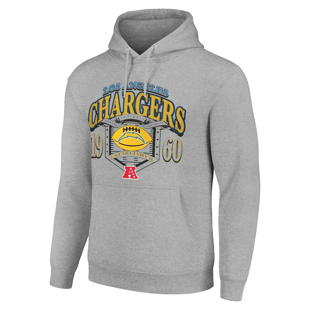 Los Angeles Chargers Starter 80s Retro Pullover Hoodie - Heather Gray on sale