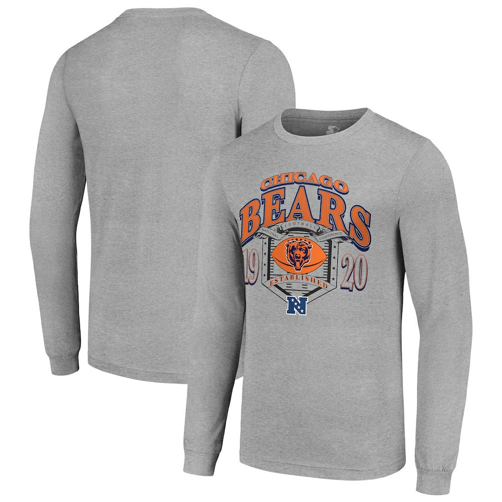 Chicago Bears Starter Retro Long Sleeve Graphic T-Shirt - Heather Gray sale