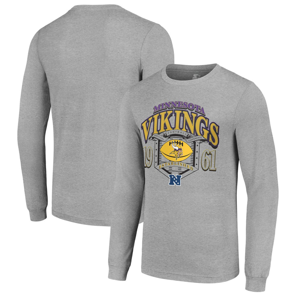 Minnesota Vikings Starter Retro Long Sleeve Graphic T-Shirt - Heather Gray outlet