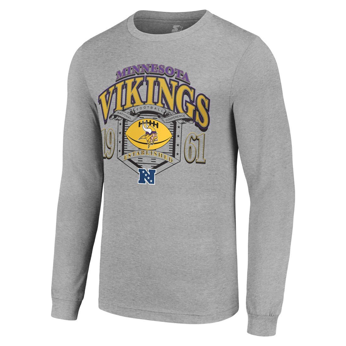 Minnesota Vikings Starter Retro Long Sleeve Graphic T-Shirt - Heather Gray outlet