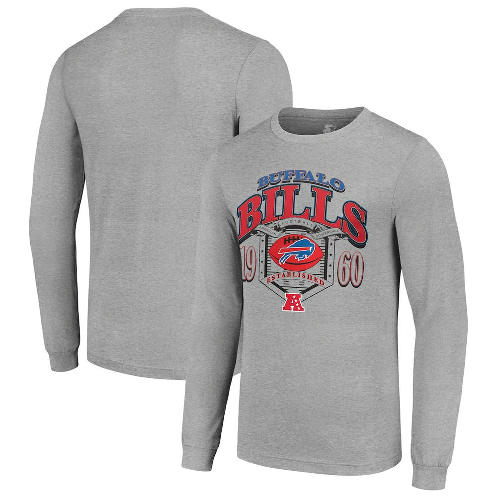 Buffalo Bills Starter Retro Long Sleeve Graphic T-Shirt - Heather Gray on sale