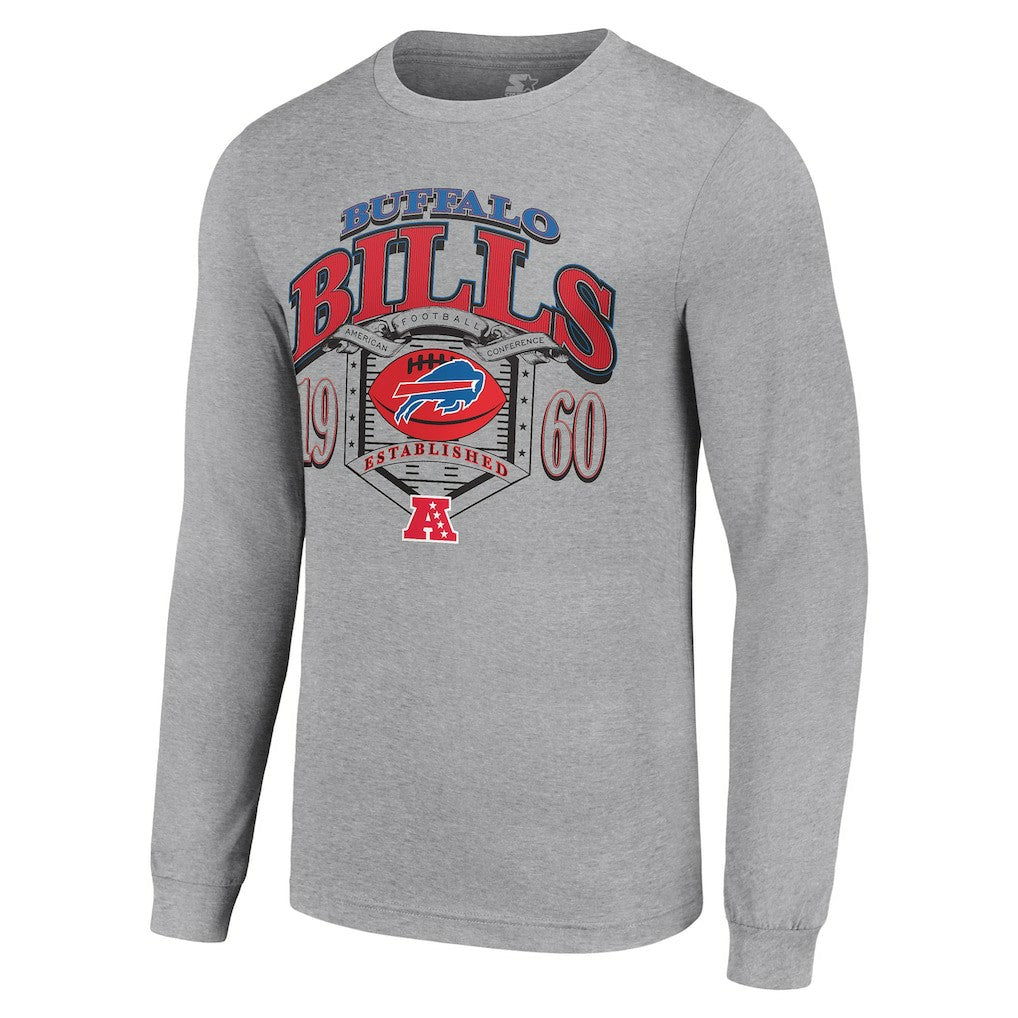 Buffalo Bills Starter Retro Long Sleeve Graphic T-Shirt - Heather Gray on sale