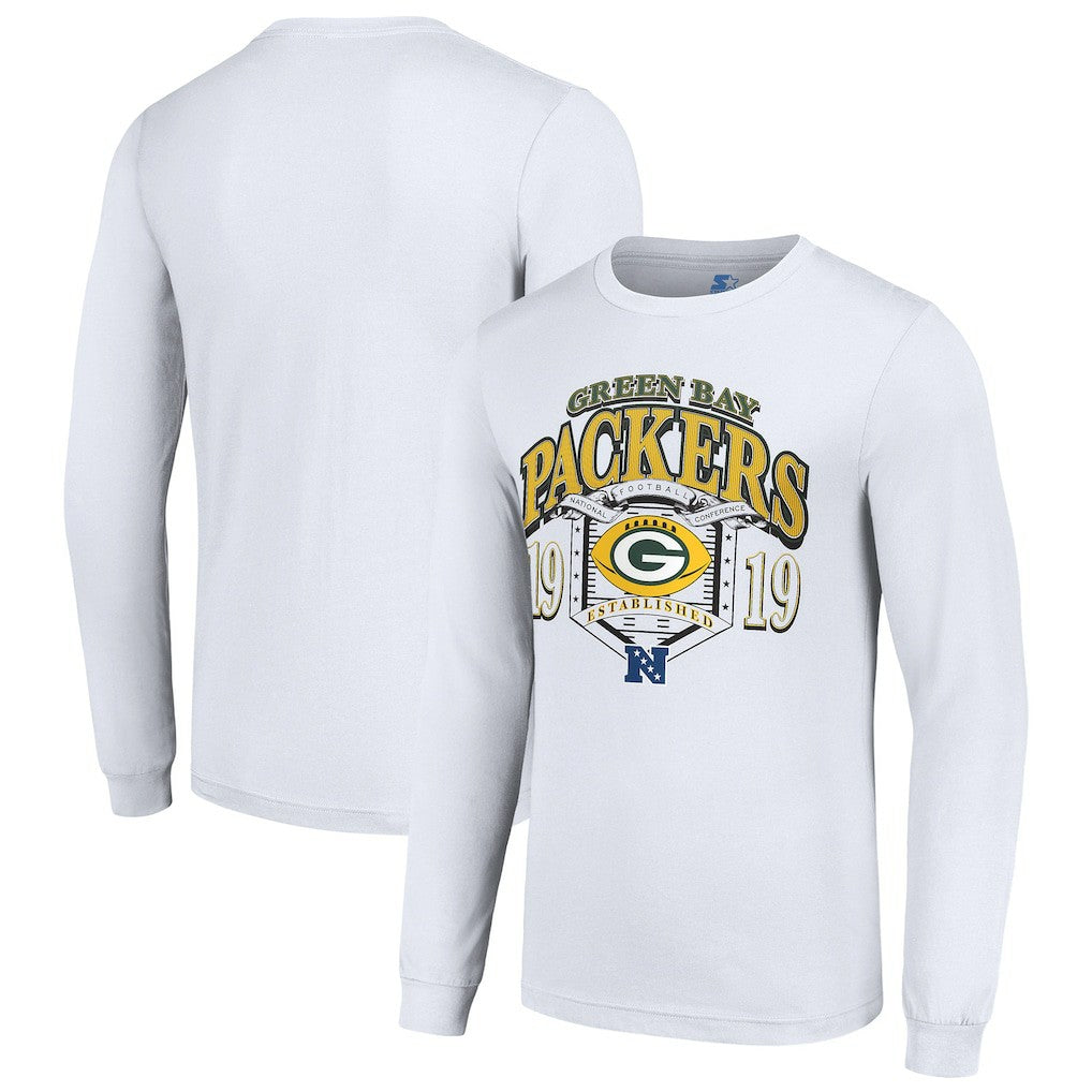 Green Bay Packers Starter Retro Long Sleeve Graphic T-Shirt - White sale