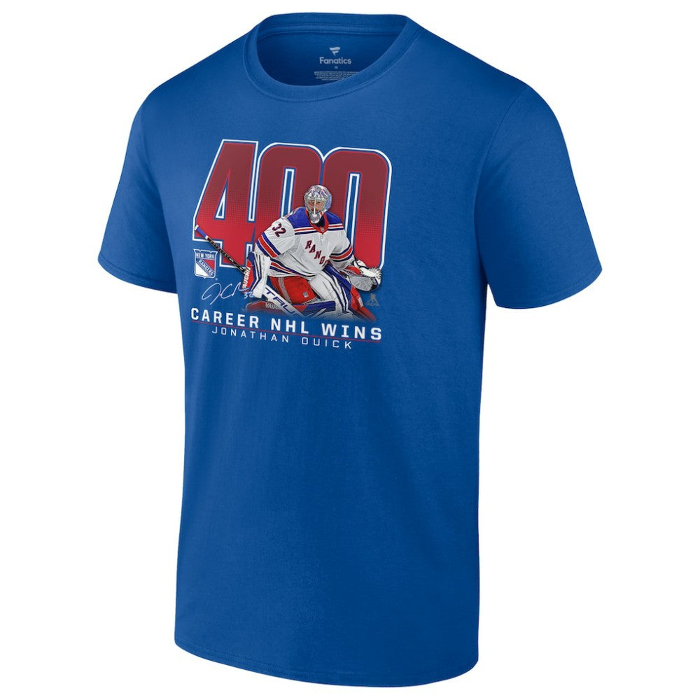Jonathan Quick New York Rangers 400 Career Wins T-Shirt - Blue T-shirts