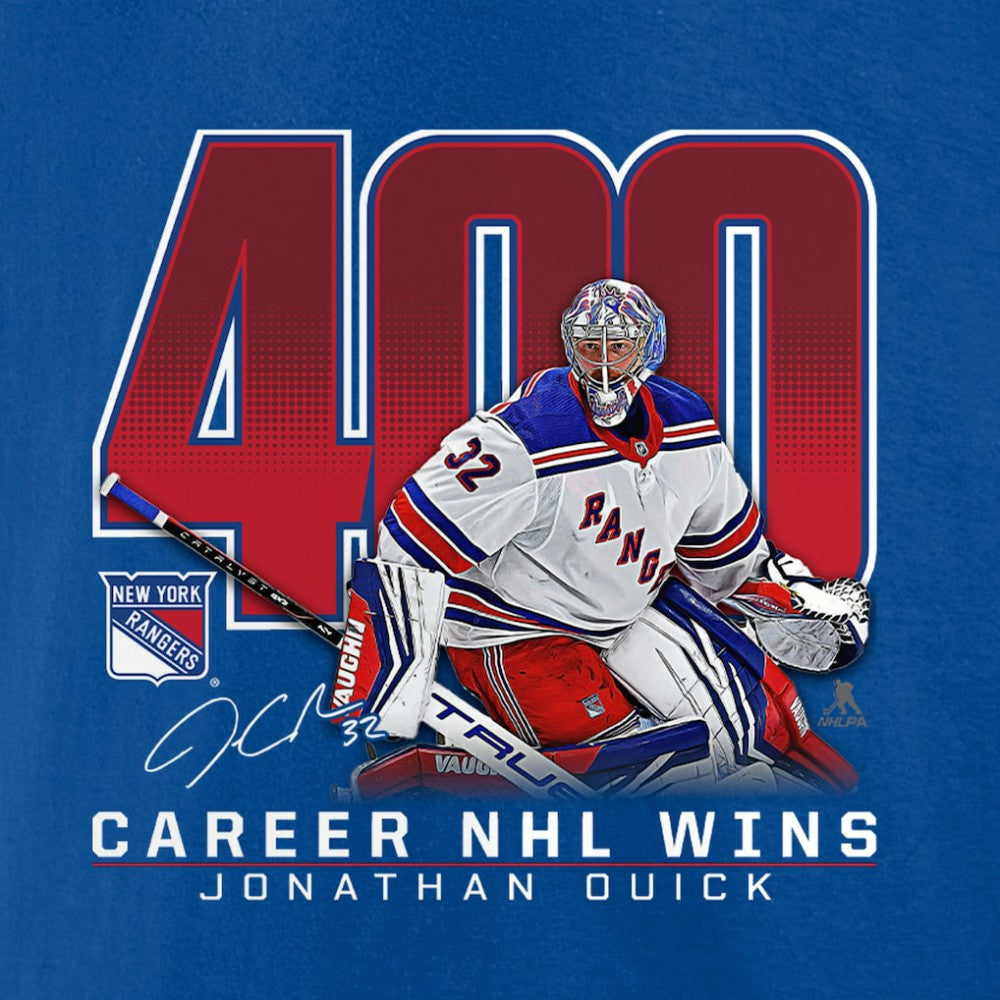 Jonathan Quick New York Rangers 400 Career Wins T-Shirt - Blue T-shirts