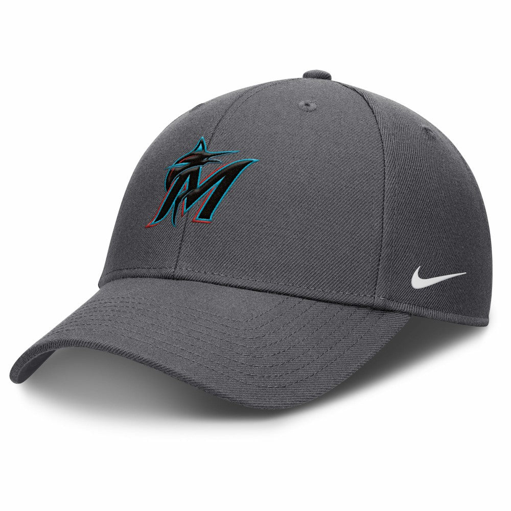 Miami Marlins Club Performance Adjustable Hat Gray