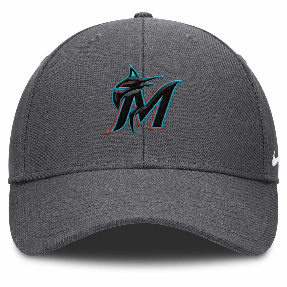 Miami Marlins Club Performance Adjustable Hat Gray