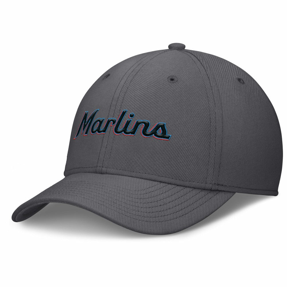 Miami Marlins Swoosh Performance Flex Hat Gray