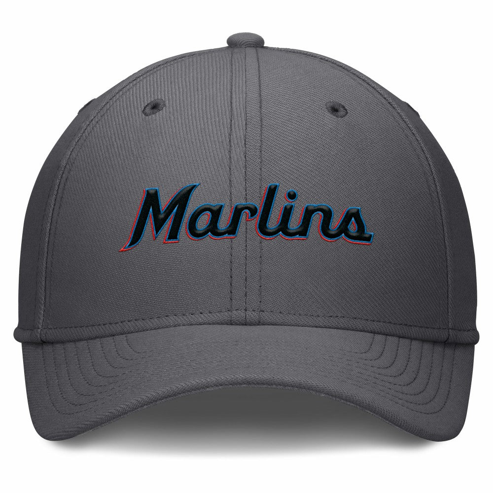 Miami Marlins Swoosh Performance Flex Hat Gray