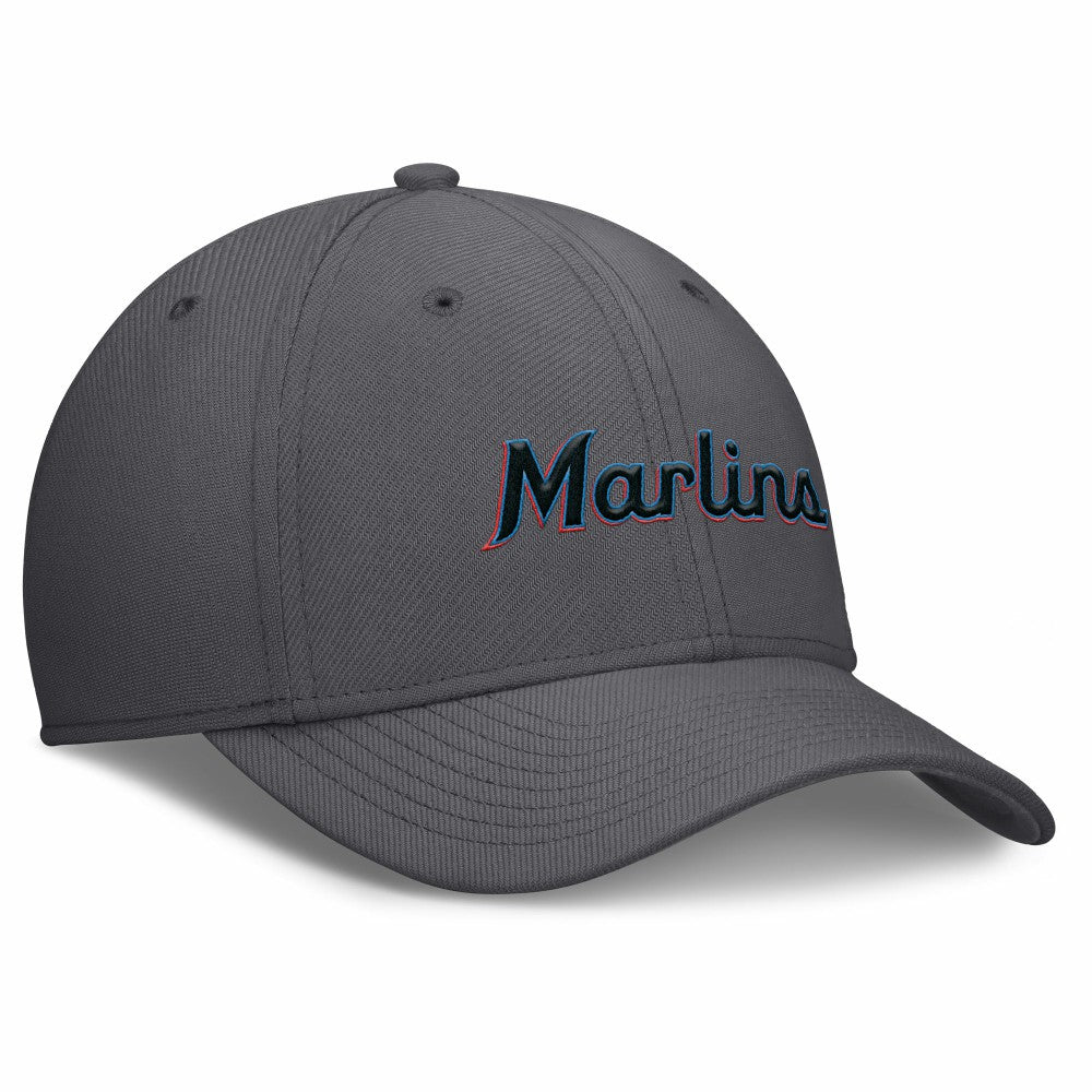 Miami Marlins Swoosh Performance Flex Hat Gray