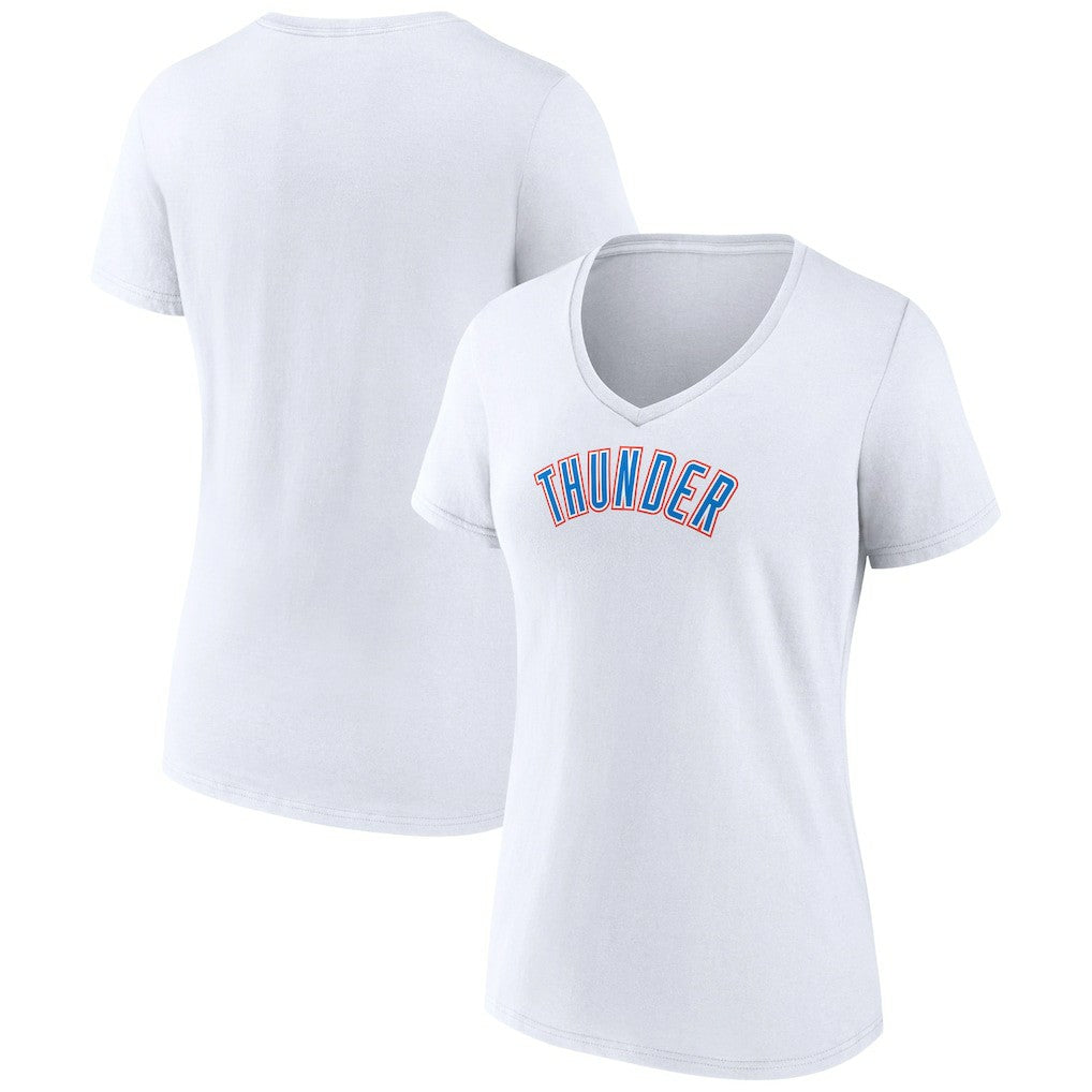 Oklahoma City Thunder Women's Wordmark Home V-Neck T-Shirt - White on sale