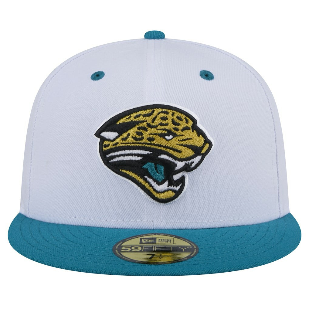 Jacksonville Jaguars New Era Throwback Logo Flipside Two-Tone 59FIFTY Fitted Hat - White/Teal on sale