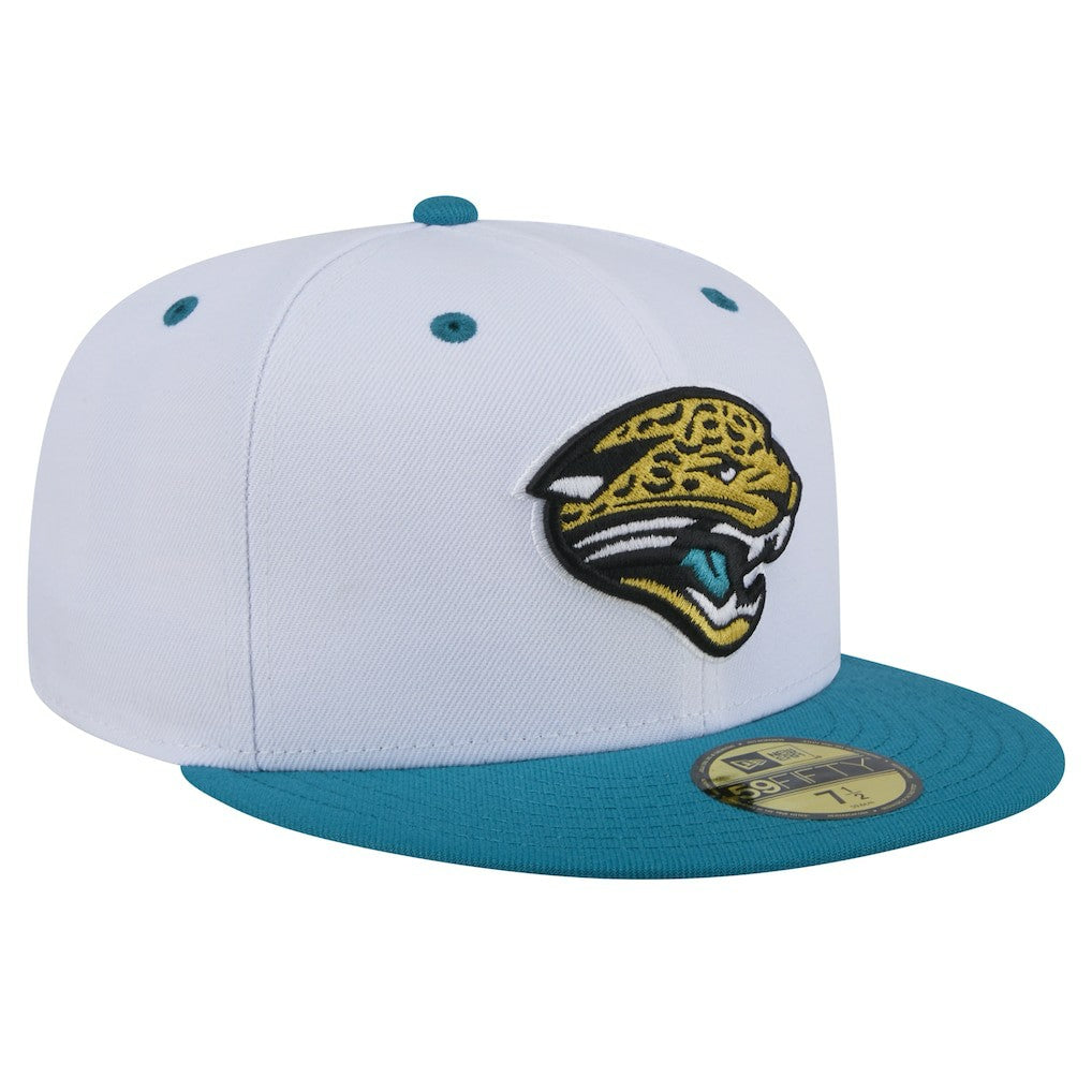 Jacksonville Jaguars New Era Throwback Logo Flipside Two-Tone 59FIFTY Fitted Hat - White/Teal on sale