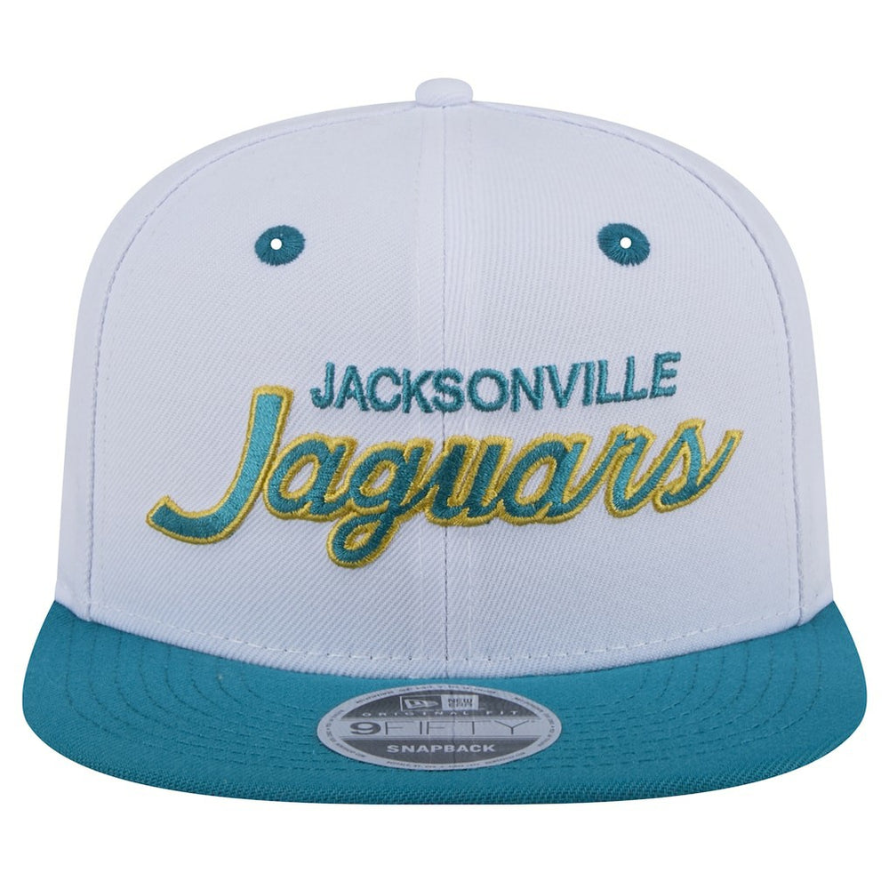 Jacksonville Jaguars New Era Throwback Sparky Original Fit 9FIFTY Snapback Hat - White/Teal discount