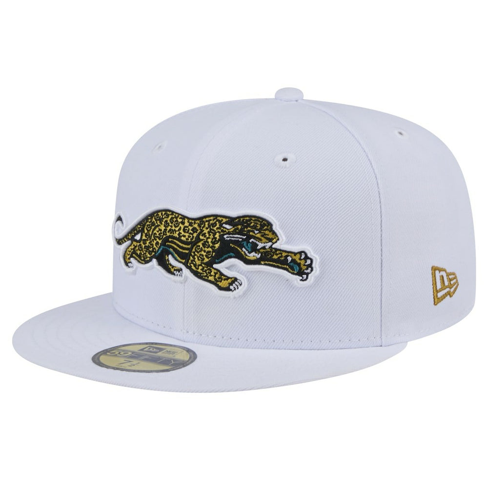 Jacksonville Jaguars New Era Throwback Crawl Omaha 59FIFTY Fitted Hat - White on sale