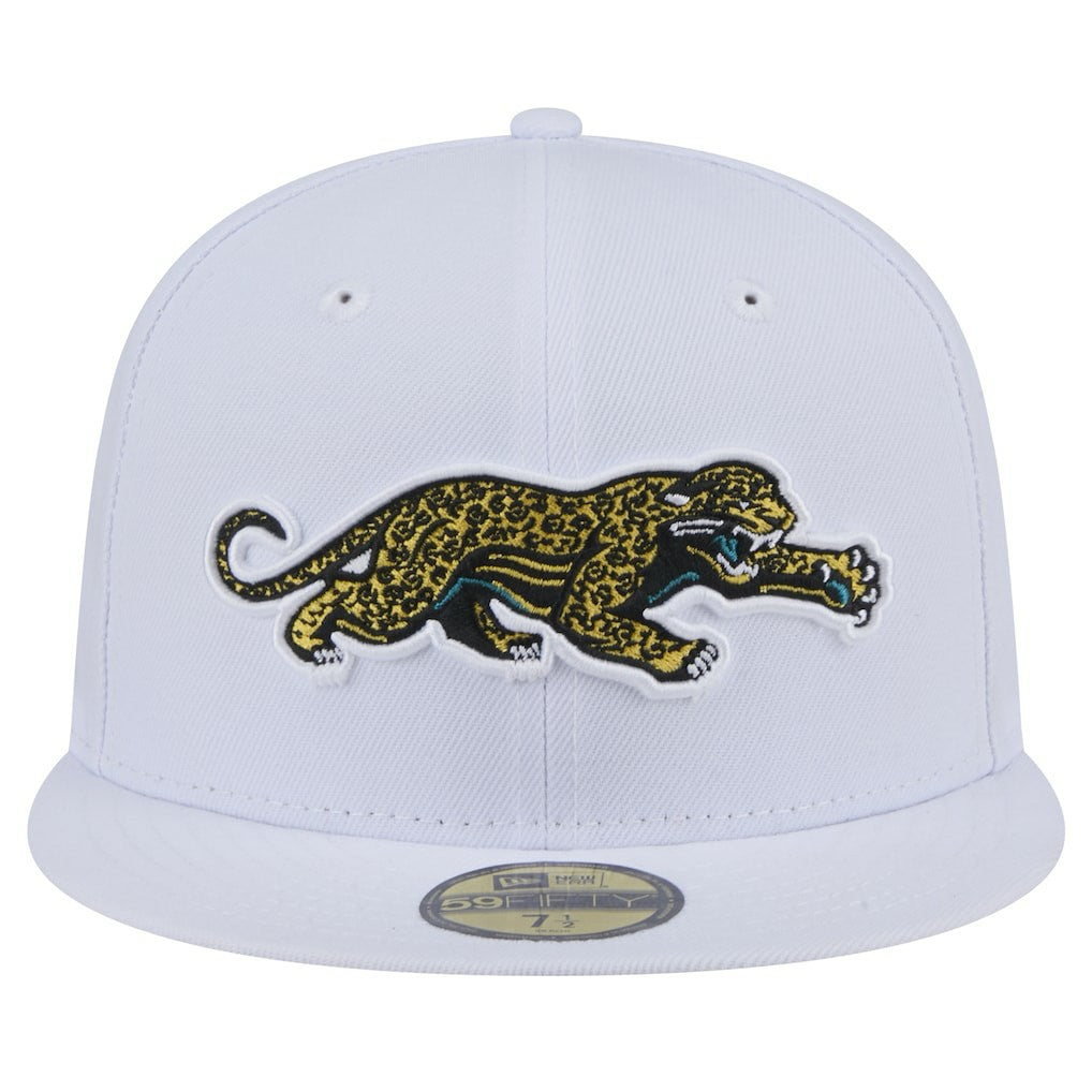 Jacksonville Jaguars New Era Throwback Crawl Omaha 59FIFTY Fitted Hat - White on sale
